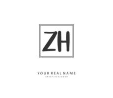 Z H ZH Initial letter handwriting and  signature logo. A concept handwriting initial logo with template element. vector