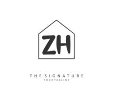 Z H ZH Initial letter handwriting and  signature logo. A concept handwriting initial logo with template element. vector