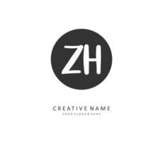 Z H ZH Initial letter handwriting and  signature logo. A concept handwriting initial logo with template element. vector