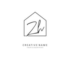 Z H ZH Initial letter handwriting and  signature logo. A concept handwriting initial logo with template element. vector