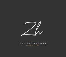 Z H ZH Initial letter handwriting and  signature logo. A concept handwriting initial logo with template element. vector