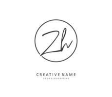 Z H ZH Initial letter handwriting and  signature logo. A concept handwriting initial logo with template element. vector