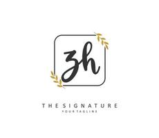 Z H ZH Initial letter handwriting and  signature logo. A concept handwriting initial logo with template element. vector