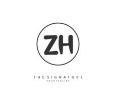 Z H ZH Initial letter handwriting and  signature logo. A concept handwriting initial logo with template element. vector