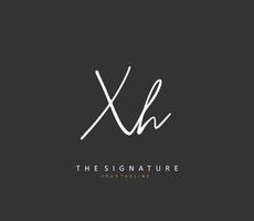 X H XH Initial letter handwriting and  signature logo. A concept handwriting initial logo with template element. vector