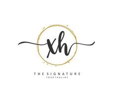 X H XH Initial letter handwriting and  signature logo. A concept handwriting initial logo with template element. vector