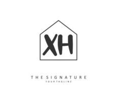 X H XH Initial letter handwriting and  signature logo. A concept handwriting initial logo with template element. vector