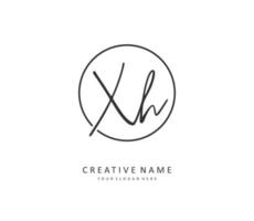 X H XH Initial letter handwriting and  signature logo. A concept handwriting initial logo with template element. vector