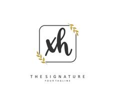 X H XH Initial letter handwriting and  signature logo. A concept handwriting initial logo with template element. vector