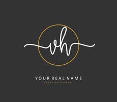 V H VH Initial letter handwriting and  signature logo. A concept handwriting initial logo with template element. vector