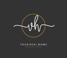 V H VH Initial letter handwriting and  signature logo. A concept handwriting initial logo with template element. vector