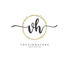 V H VH Initial letter handwriting and  signature logo. A concept handwriting initial logo with template element. vector