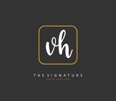 V H VH Initial letter handwriting and  signature logo. A concept handwriting initial logo with template element. vector