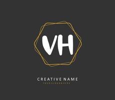 V H VH Initial letter handwriting and  signature logo. A concept handwriting initial logo with template element. vector