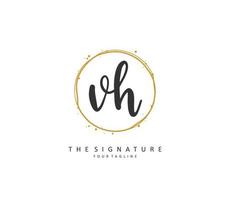 V H VH Initial letter handwriting and  signature logo. A concept handwriting initial logo with template element. vector