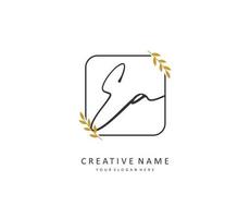 E A EA Initial letter handwriting and  signature logo. A concept handwriting initial logo with template element. vector