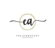 E A EA Initial letter handwriting and  signature logo. A concept handwriting initial logo with template element. vector