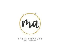 M A MA Initial letter handwriting and  signature logo. A concept handwriting initial logo with template element. vector