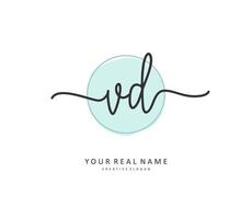 VD Initial letter handwriting and  signature logo. A concept handwriting initial logo with template element. vector