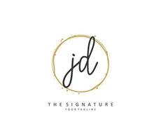 JD Initial letter handwriting and  signature logo. A concept handwriting initial logo with template element. vector