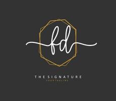 FD Initial letter handwriting and  signature logo. A concept handwriting initial logo with template element. vector