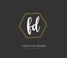 FD Initial letter handwriting and  signature logo. A concept handwriting initial logo with template element. vector