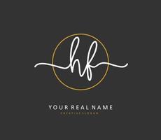 HF Initial letter handwriting and  signature logo. A concept handwriting initial logo with template element. vector