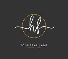 HF Initial letter handwriting and  signature logo. A concept handwriting initial logo with template element. vector