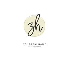 Z H ZH Initial letter handwriting and  signature logo. A concept handwriting initial logo with template element. vector