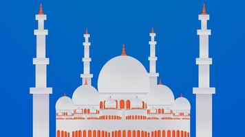 Abu Dhabi Mosque Vector with Sheikh Zayed Grand Flat design