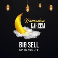 Ramadan sale banner, Ramadan social media post template Vector Banner ad design