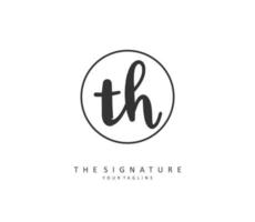 T H TH Initial letter handwriting and  signature logo. A concept handwriting initial logo with template element. vector