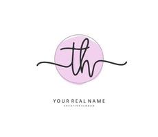 T H TH Initial letter handwriting and  signature logo. A concept handwriting initial logo with template element. vector