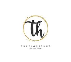 T H TH Initial letter handwriting and  signature logo. A concept handwriting initial logo with template element. vector