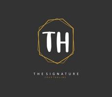T H TH Initial letter handwriting and  signature logo. A concept handwriting initial logo with template element. vector