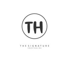 T H TH Initial letter handwriting and  signature logo. A concept handwriting initial logo with template element. vector