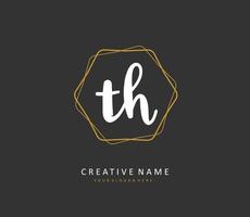 T H TH Initial letter handwriting and  signature logo. A concept handwriting initial logo with template element. vector