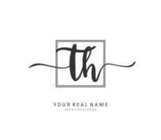 T H TH Initial letter handwriting and  signature logo. A concept handwriting initial logo with template element. vector