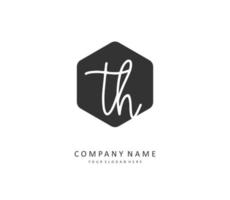 T H TH Initial letter handwriting and  signature logo. A concept handwriting initial logo with template element. vector