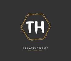 T H TH Initial letter handwriting and  signature logo. A concept handwriting initial logo with template element. vector