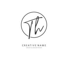 T H TH Initial letter handwriting and  signature logo. A concept handwriting initial logo with template element. vector