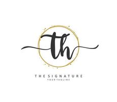 T H TH Initial letter handwriting and  signature logo. A concept handwriting initial logo with template element. vector