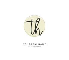 T H TH Initial letter handwriting and  signature logo. A concept handwriting initial logo with template element. vector