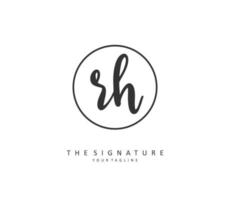 R H RH Initial letter handwriting and  signature logo. A concept handwriting initial logo with template element. vector