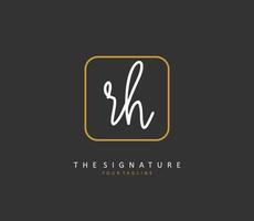 R H RH Initial letter handwriting and  signature logo. A concept handwriting initial logo with template element. vector