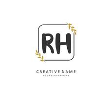 R H RH Initial letter handwriting and  signature logo. A concept handwriting initial logo with template element. vector