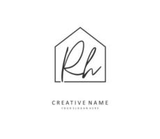 R H RH Initial letter handwriting and  signature logo. A concept handwriting initial logo with template element. vector