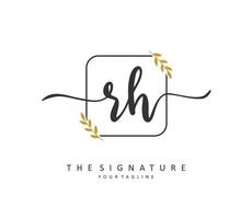 R H RH Initial letter handwriting and  signature logo. A concept handwriting initial logo with template element. vector