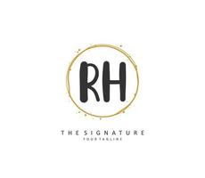 R H RH Initial letter handwriting and  signature logo. A concept handwriting initial logo with template element. vector