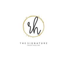 R H RH Initial letter handwriting and  signature logo. A concept handwriting initial logo with template element. vector